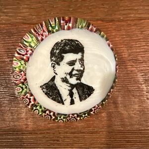 Vintage 1960's Murano JFK Heavy Paperweight John F Kennedy President 3.5”H